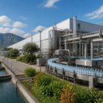 Stabilimento industriale moderno con richiami a innovazione e sostenibilità.