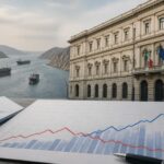 Grafico economico con riferimento alla Banca d’Italia e allo stretto di Hormuz, a indicare previsioni su Pil e inflazione.